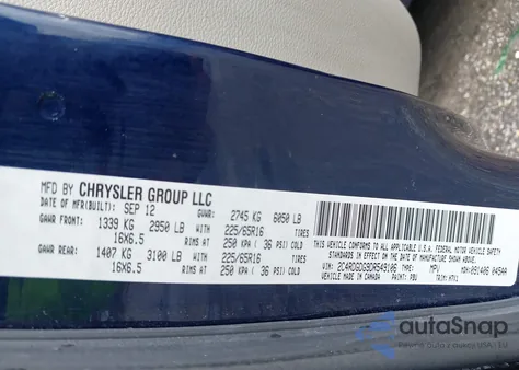 2013 Dodge Grand Caravan Crew from USA, damaged, VIN 2C4RDGDG9DR549106